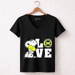 Snoopy Love Michigan Wolverines Peanuts Football 7 Womens V Neck.jpg