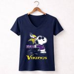 Snoopy Love Minnesota Vikings 5 Womens V Neck