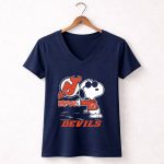Snoopy Love New Jersey Devils Hockey 5 Womens V Neck.jpg