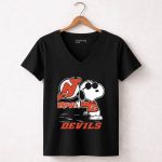 Snoopy Love New Jersey Devils Hockey 7 Womens V Neck.jpg