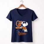 Snoopy Love Orioles Baltimore 5 Womens V Neck