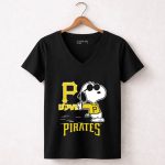 Snoopy Love Pittsburgh Pirates P Baseball 7 Womens V Neck.jpg