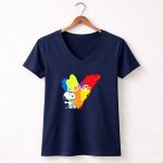 Snoopy Love Rainbow Splash Peanuts 5 Womens V Neck