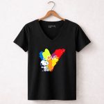 Snoopy Love Rainbow Splash Peanuts 7 Womens V Neck