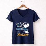 Snoopy Love San Jose Sharks Logo Hockey Enthusiast 5 Womens V Neck.jpg