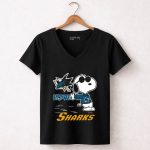 Snoopy Love San Jose Sharks Logo Hockey Enthusiast 7 Womens V Neck.jpg
