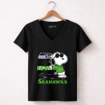 Snoopy Love Seahawks Seattle Football Iconic Peanuts Fandom 7 Womens V Neck