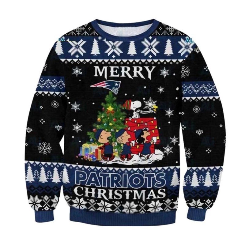 Snoopy Merry Christmas New England Patriots Ugly Sweater 1.Jpg