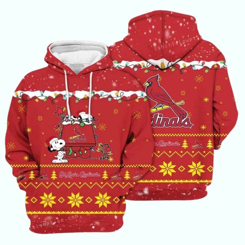 Snoopy Merry Christmas St Louis Cardinals All Over Print Hoodie 1.Jpg