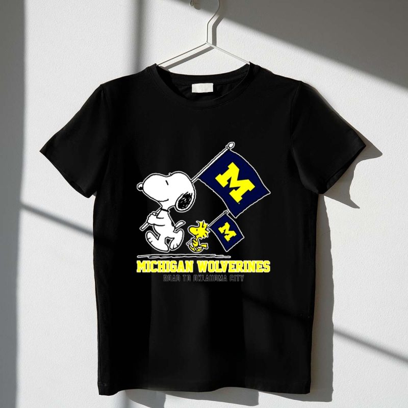 Snoopy Michigan Wolverines Road To Oklahoma City Flag 1 T Shirt.jpg