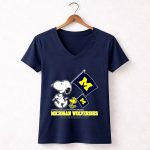 Snoopy Michigan Wolverines Road To Oklahoma City flag 5 Womens V Neck.jpg