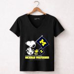 Snoopy Michigan Wolverines Road To Oklahoma City flag 7 Womens V Neck.jpg