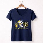 Snoopy Milwaukee Brewers Peace Love Brewers 5 Womens V Neck.jpg