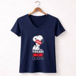 Snoopy Mom You Are The Queen Heart Hugging Beagle 5 Womens V Neck