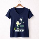 Snoopy New York Jets Football Fan Peanuts Characters 5 Womens V Neck