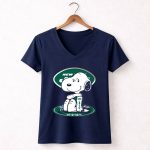 Snoopy New York Jets Football Fan Sitting Pose 5 Womens V Neck