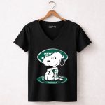 Snoopy New York Jets Football Fan Sitting Pose 7 Womens V Neck