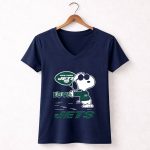 Snoopy New York Jets Love 5 Womens V Neck