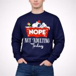 Snoopy Nope Not Adulting Today Christmas Santa Hat Snowflakes 3 Sweatshirt 1.jpg