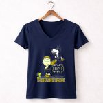 Snoopy Notre Dame Fighting Irish Peanuts Football Team Spirit 5 Womens V Neck.jpg