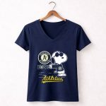 Snoopy Oakland Athletics Love 5 Womens V Neck.jpg