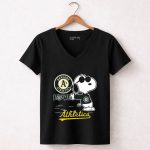 Snoopy Oakland Athletics Love 7 Womens V Neck.jpg