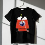 Snoopy On Doghouse With Edmonton Oilers Logo And Hockey Stick 1 T Shirt.jpg