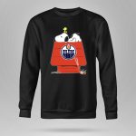Snoopy On Doghouse With Edmonton Oilers Logo And Hockey Stick 9 Sweatshirt.jpg