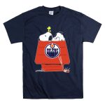 Snoopy On Doghouse With Edmonton Oilers Logo And Hockey Stick T Shirt 7.jpg