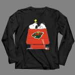 Snoopy On Doghouse With Minnesota Wild Logo And Hockey Gear 4 Long Sleeves 1.jpg