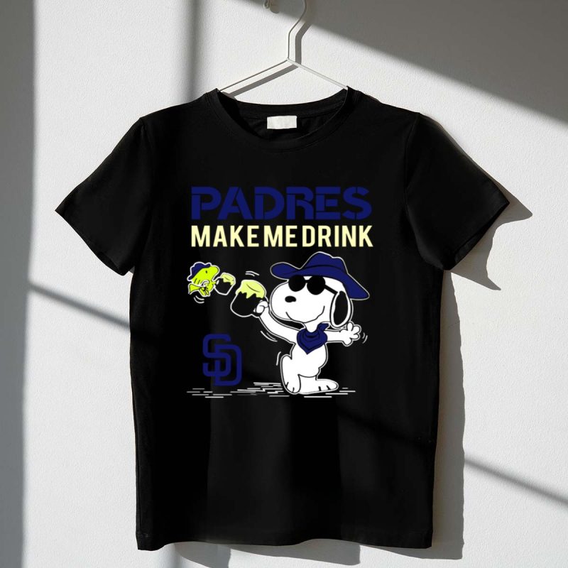 Snoopy Padres Make Me Drink San Diego Fans Peanuts Baseball Brew Fun 1 T Shirt.jpg