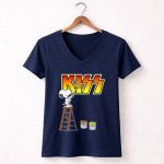 Snoopy Paint Logo Kiss Band 5 Womens V Neck.jpg