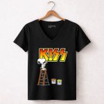 Snoopy Paint Logo Kiss Band 7 Womens V Neck.jpg
