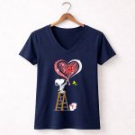 Snoopy Painting Alabama Crimson Tide Heart 5 Womens V Neck