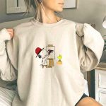 Snoopy Painting Atlanta Falcons Logo With Woodstock Observing 3 Sweatshirt
