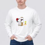 Snoopy Painting Atlanta Falcons Logo With Woodstock Observing 4 Long Sleeves