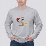Snoopy Painting Atlanta Falcons Logo With Woodstock Observing 6 Long Sleeves