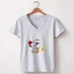 Snoopy Painting Atlanta Falcons Logo With Woodstock Observing 7 Womens V Neck