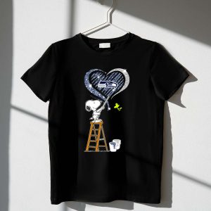 Snoopy Painting Seattle Seahawks Logo Heart With Woodstock 1 T Shirt