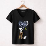 Snoopy Painting Seattle Seahawks Logo Heart With Woodstock 7 Womens V Neck