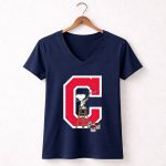 Snoopy Paints The Logo Cleveland Indians Baseball 5 Womens V Neck.jpg