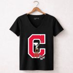 Snoopy Paints The Logo Cleveland Indians Baseball 7 Womens V Neck.jpg