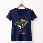 Snoopy Paints The Minnesota Wild Logo Ice Hockey 5 Womens V Neck.jpg