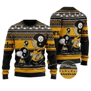 Snoopy Pattern Christmas Pittsburgh Steelers Ugly Sweater 1.png