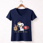 Snoopy Peace Love 49ers Sf 5 Womens V Neck