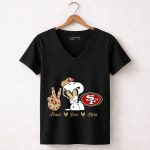 Snoopy Peace Love 49ers Sf 7 Womens V Neck