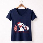 Snoopy Peace Love Cleveland Guardians Baseball Iconic Imagery With Red Heart And Cap 5 Womens V Neck.jpg