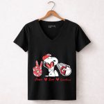 Snoopy Peace Love Cleveland Guardians Baseball Iconic Imagery With Red Heart And Cap 7 Womens V Neck.jpg
