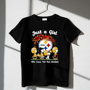 Snoopy Peanuts Just A Girl Who Love Fall And Pittsburgh Steelers Shirt