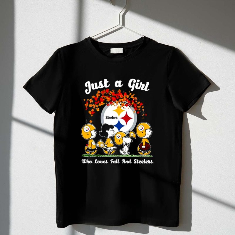 Snoopy Peanuts Just A Girl Who Love Fall And Pittsburgh Steelers 1 T Shirt